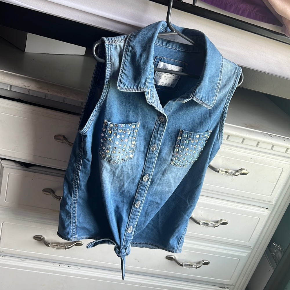 Justice denim vest shirt